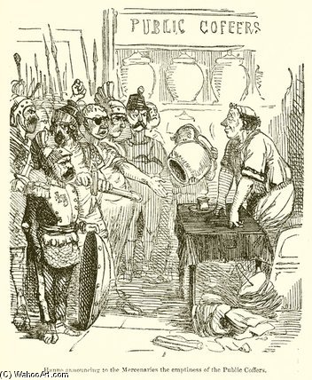 Wikioo.org - The Encyclopedia of Fine Arts - Painting, Artwork by John Leech - Hanno Announcing To The Mercenaries The Emptiness