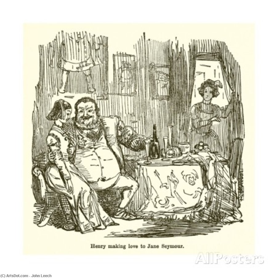 WikiOO.org - Encyclopedia of Fine Arts - Festés, Grafika John Leech - Henry Making Love To Jane Seymour