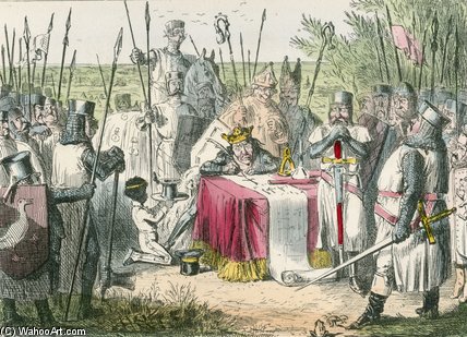 WikiOO.org - Enciklopedija dailės - Tapyba, meno kuriniai John Leech - King John Signing Magna Charta