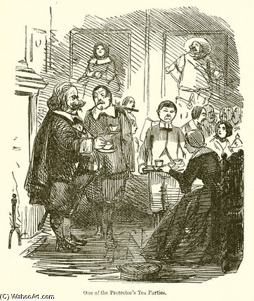 Wikioo.org - สารานุกรมวิจิตรศิลป์ - จิตรกรรม John Leech - One Of The Protector's Tea Parties