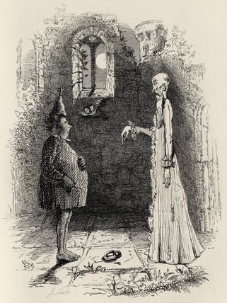 Wikioo.org - The Encyclopedia of Fine Arts - Painting, Artwork by John Leech - The Ghost, From 'the Ingoldsby Legends'