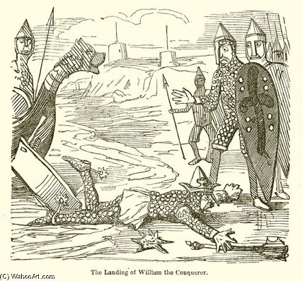 Wikioo.org - The Encyclopedia of Fine Arts - Painting, Artwork by John Leech - The Landing Of William The Conqueror