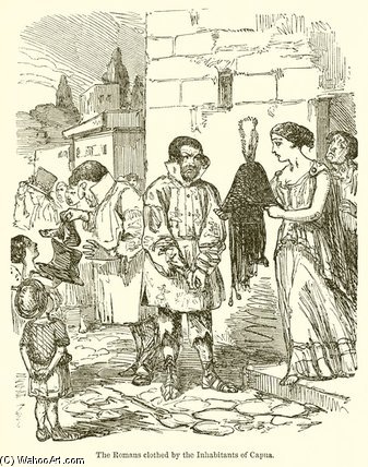 Wikioo.org - The Encyclopedia of Fine Arts - Painting, Artwork by John Leech - The Romans Clothed By The Inhabitants Of Capua