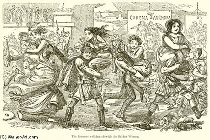 Wikioo.org - Bách khoa toàn thư về mỹ thuật - Vẽ tranh, Tác phẩm nghệ thuật John Leech - The Romans Walking Off With The Sabine Women