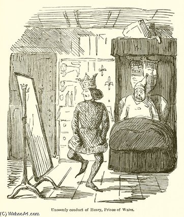 Wikioo.org - The Encyclopedia of Fine Arts - Painting, Artwork by John Leech - Unseemly Conduct Of Henry, Prince Of Wales