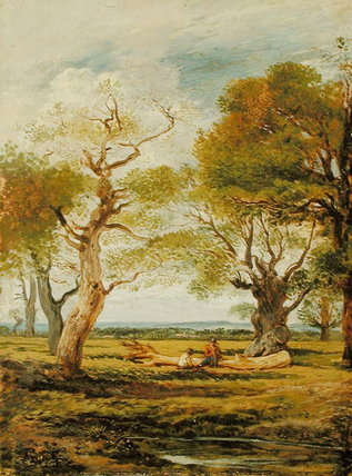 Wikioo.org - สารานุกรมวิจิตรศิลป์ - จิตรกรรม John Linnell - Landscape With Figures