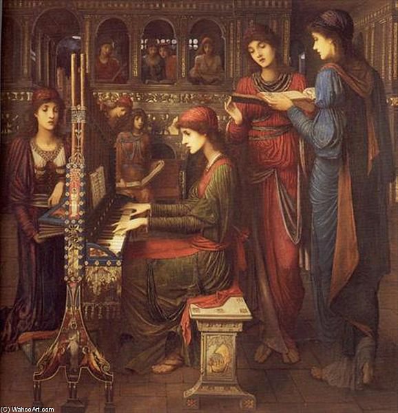 WikiOO.org - Encyclopedia of Fine Arts - Maľba, Artwork John Melhuish Strudwick - Evensong, St. Cecilia