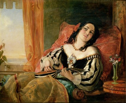 WikiOO.org - Encyclopedia of Fine Arts - Maalaus, taideteos John Phillip - Lady Playing The Mandolin