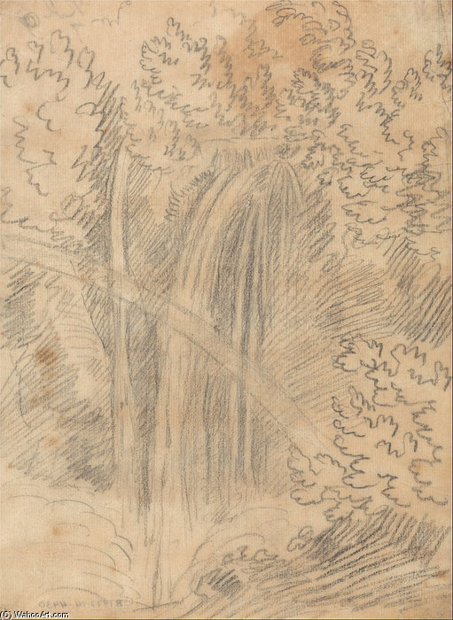 Wikioo.org - The Encyclopedia of Fine Arts - Painting, Artwork by John Robert Cozens - A Waterfall