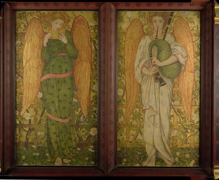 WikiOO.org - 백과 사전 - 회화, 삽화 John Roddam Spencer Stanhope - Angels With Pan Pipes And Bagpipes