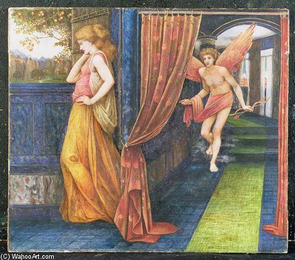 Wikioo.org - สารานุกรมวิจิตรศิลป์ - จิตรกรรม John Roddam Spencer Stanhope - Cupid And Psyche