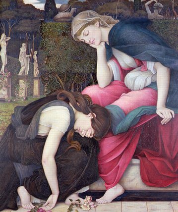Wikioo.org - The Encyclopedia of Fine Arts - Painting, Artwork by John Roddam Spencer Stanhope - Patience On A Monument Smiling At Grief