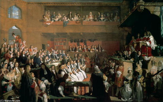 WikiOO.org - Enciclopédia das Belas Artes - Pintura, Arte por John Rogers Herbert - The Trial Of The Seven Bishops In The House Of Commons During The Reign Of James Ii