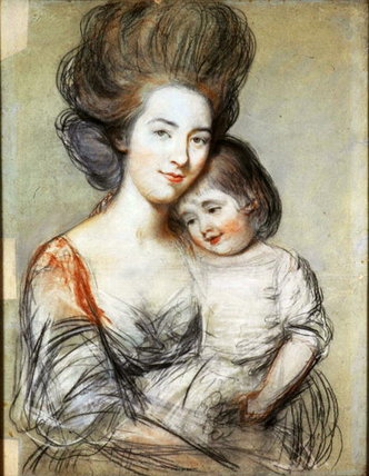 WikiOO.org - Enciclopédia das Belas Artes - Pintura, Arte por John Russell - Mrs Russell And Child