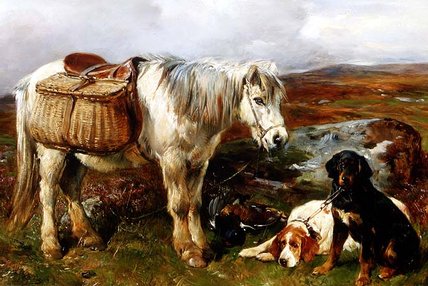 Wikioo.org - The Encyclopedia of Fine Arts - Painting, Artwork by John Sargeant Noble - Highland Pony With Dogs