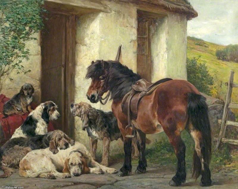 Wikioo.org - The Encyclopedia of Fine Arts - Painting, Artwork by John Sargeant Noble - Shetland Pony And Dogs