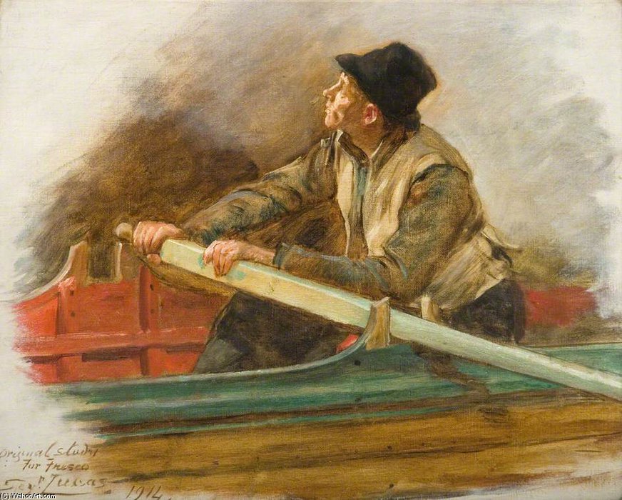 WikiOO.org - Güzel Sanatlar Ansiklopedisi - Resim, Resimler John Seymour Lucas - A Man Rowing