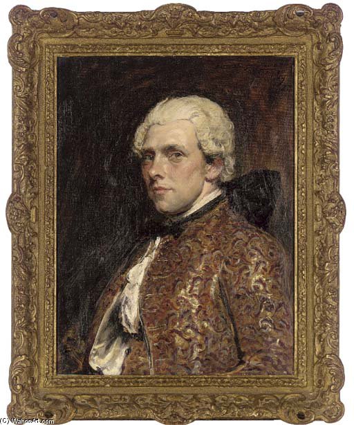 Wikioo.org - The Encyclopedia of Fine Arts - Painting, Artwork by John Seymour Lucas - Portrait Of C. May Esq., Half-length, In An Embroidered Waistcoat And Jacket