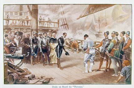 WikiOO.org - Encyclopedia of Fine Arts - Maalaus, taideteos John Seymour Lucas - Sir Francis Drake On Board The Revenge