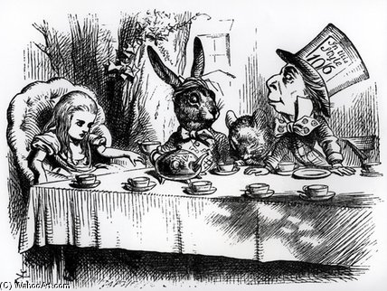Wikioo.org - สารานุกรมวิจิตรศิลป์ - จิตรกรรม John Tenniel - The Mad Hatter's Tea Party