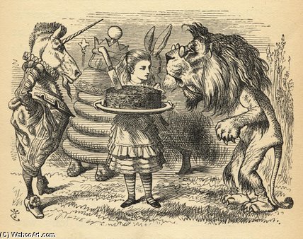 WikiOO.org - Encyclopedia of Fine Arts - Maalaus, taideteos John Tenniel - The Sharing Of The Cake Between The Lion