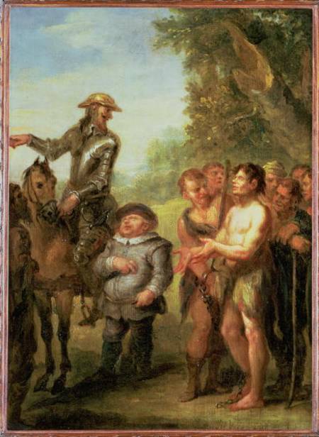 Wikioo.org - The Encyclopedia of Fine Arts - Painting, Artwork by John Vanderbank - Don Quixote Frees The Galley Slaves, From Cervantes' 'don Quixote