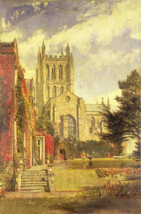 Wikioo.org - The Encyclopedia of Fine Arts - Painting, Artwork by John William Buxton Knight - Hereford Cathedral