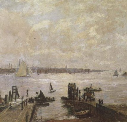Wikioo.org – La Enciclopedia de las Bellas Artes - Pintura, Obras de arte de John William Buxton Knight - Puerto de Portsmouth