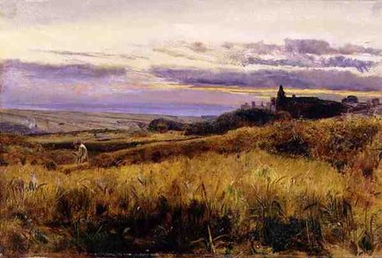 WikiOO.org - Encyclopedia of Fine Arts - Maľba, Artwork John William Inchbold - Cornfield At Sunset