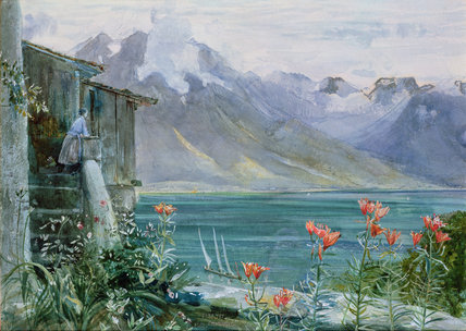 Wikioo.org – L'Enciclopedia delle Belle Arti - Pittura, Opere di John William Inchbold - Ferritet, Lago Genevaferritet, Lago di Ginevra