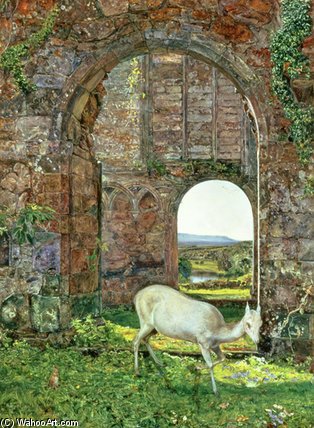 Wikioo.org – La Enciclopedia de las Bellas Artes - Pintura, Obras de arte de John William Inchbold - The White Doe De Rylston