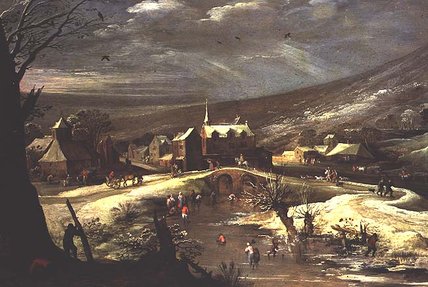 WikiOO.org - Encyclopedia of Fine Arts - Maalaus, taideteos Joos De Momper - Countryside With Skaters
