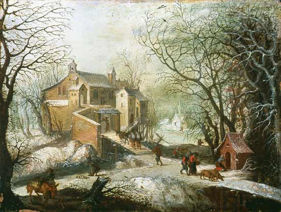 Wikioo.org - The Encyclopedia of Fine Arts - Painting, Artwork by Joos De Momper - Winter Landscape -