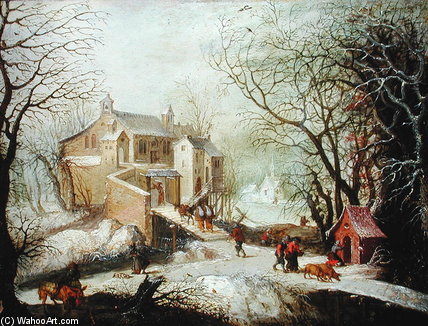 WikiOO.org - Encyclopedia of Fine Arts - Lukisan, Artwork Joos De Momper - Winter Landscape -