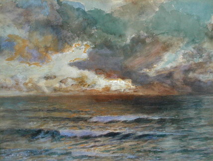 Wikioo.org - The Encyclopedia of Fine Arts - Painting, Artwork by Joseph Arthur Palliser Severn - Sunset At Seascale