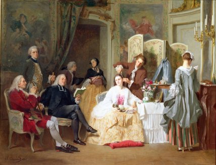 Wikioo.org - The Encyclopedia of Fine Arts - Painting, Artwork by Joseph Caraud - Abbe Prevost Reading 'manon Lescaut'
