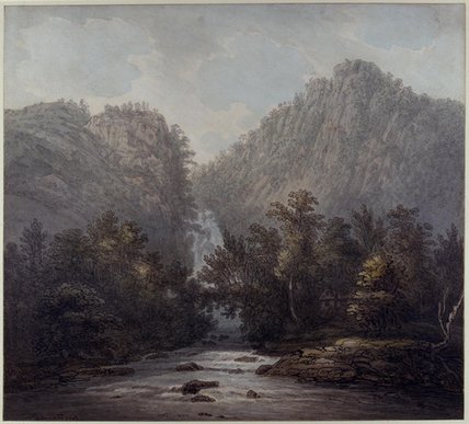 Wikioo.org - Encyklopedia Sztuk Pięknych - Malarstwo, Grafika Joseph Farington - Lodore Waterfall