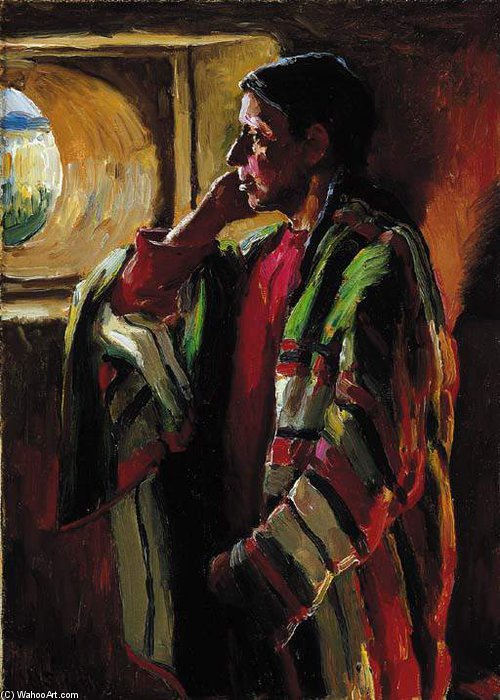 WikiOO.org - Güzel Sanatlar Ansiklopedisi - Resim, Resimler Joseph Henry Sharp - At A Pueblo Window