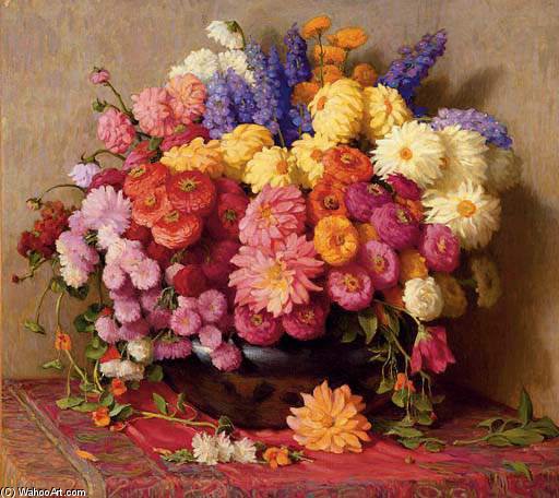 Wikioo.org - The Encyclopedia of Fine Arts - Painting, Artwork by Joseph Henry Sharp - Late Summer Flowers