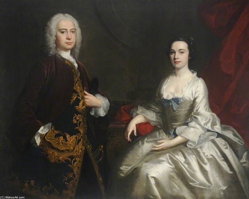 WikiOO.org - Εγκυκλοπαίδεια Καλών Τεχνών - Ζωγραφική, έργα τέχνης Joseph Highmore - Sir Willoughby Aston And His Wife