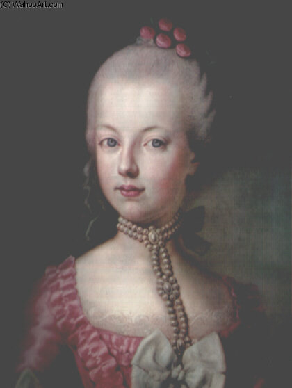 Wikioo.org - The Encyclopedia of Fine Arts - Painting, Artwork by Joseph Kreutzinger - Archduchess Maria Antonia Of Austria, The Later Queen Marie Antoinette Of France