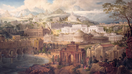 Wikioo.org - The Encyclopedia of Fine Arts - Painting, Artwork by Joseph Michael Gandy - Architectural Visions Of Early Fancy, In The Gay