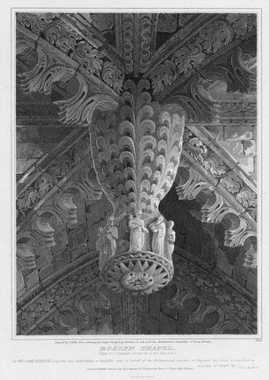 Wikioo.org - The Encyclopedia of Fine Arts - Painting, Artwork by Joseph Michael Gandy - Roslyn Chapel, View Of A Pendant And Groins