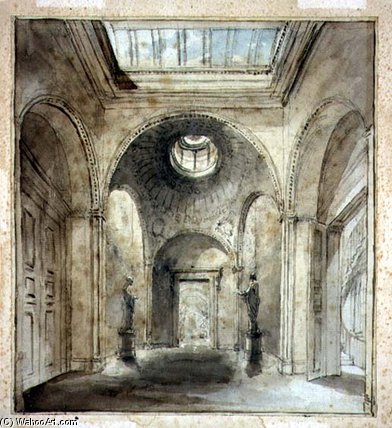 WikiOO.org - Εγκυκλοπαίδεια Καλών Τεχνών - Ζωγραφική, έργα τέχνης Joseph Michael Gandy - The Anteroom Of Sir Francis Chantrey's Sculpture