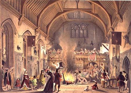WikiOO.org - אנציקלופדיה לאמנויות יפות - ציור, יצירות אמנות Joseph Nash - Banquet In The Baronial Hall