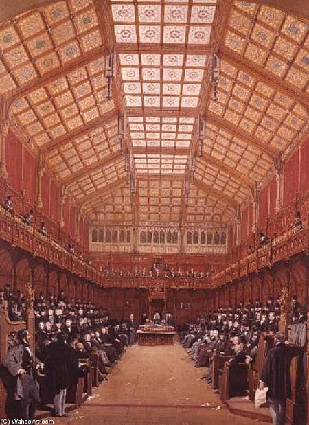 Wikioo.org - The Encyclopedia of Fine Arts - Painting, Artwork by Joseph Nash - Interior Of The House Of Commons