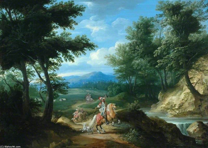 Wikioo.org - สารานุกรมวิจิตรศิลป์ - จิตรกรรม Joseph Parrocel - Landscape With Horsemen