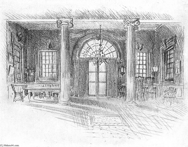 Wikioo.org - The Encyclopedia of Fine Arts - Painting, Artwork by Joseph Pennell - Carpenter's Hall Interior