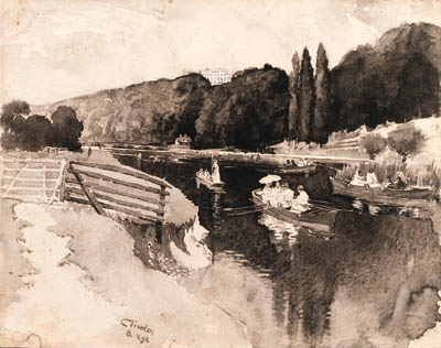Wikioo.org - The Encyclopedia of Fine Arts - Painting, Artwork by Joseph Pennell - Cliveden Thames