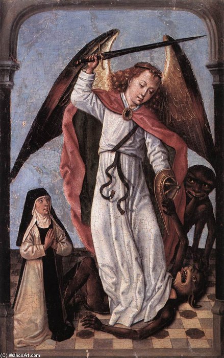 Wikioo.org - The Encyclopedia of Fine Arts - Painting, Artwork by Master Of The Legend Of Saint Ursula - St Michael Fighting Demons
